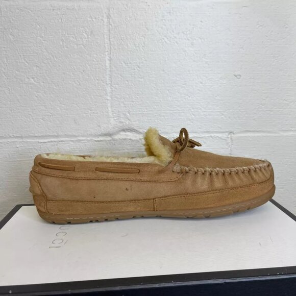 L.L. Bean Wicked Good Moccasins Brown Suede Shearling Slip On Men's Size 10 US - Picture 3 of 10
